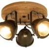 Sisustusvalaisimet^ Aneta Lighting kattospotti Alaska 3-os. antiikkipuu/raudanharmaa