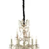 Sisustusvalaisimet^ Aneta Lighting kristallikruunu Allington 9-os. antiikkihopea