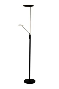 Sisustusvalaisimet^ Aneta Lighting lattiavalaisin Cadiz upplight musta/teräs LED
