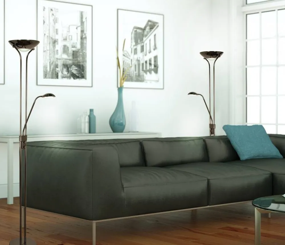 Sisustusvalaisimet^ Aneta Lighting lattiavalaisin Nice LED uplight mustakromi