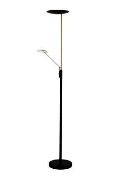 Sisustusvalaisimet^ Aneta Lighting lattiavalaisin Cadiz upplight musta/mattamessinki LED