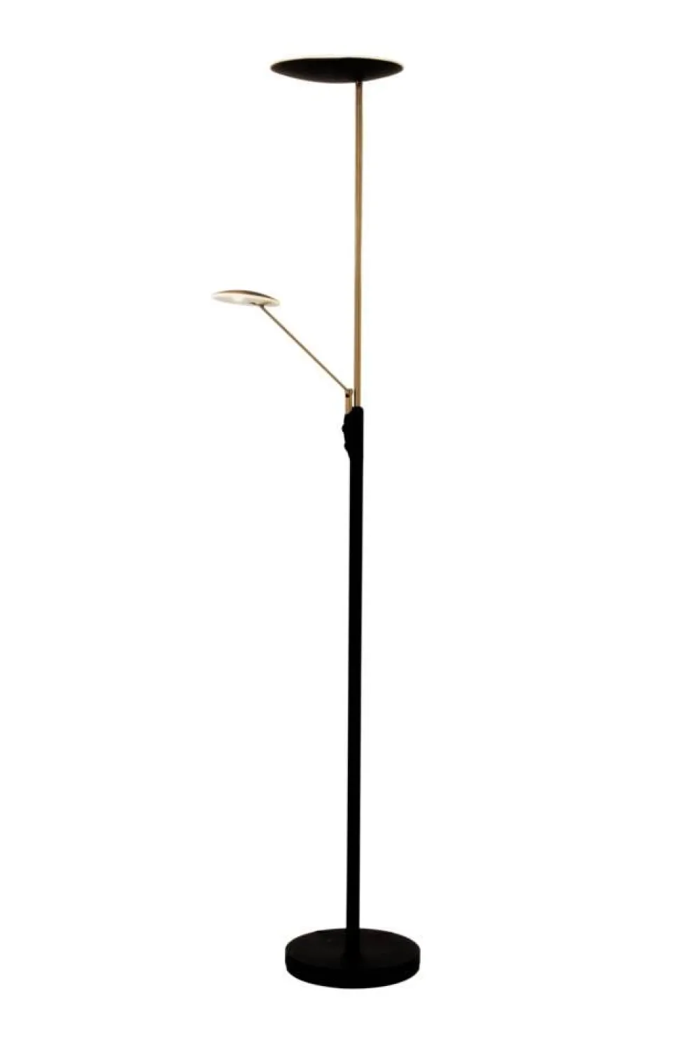 Sisustusvalaisimet^ Aneta Lighting lattiavalaisin Cadiz upplight musta/mattamessinki LED