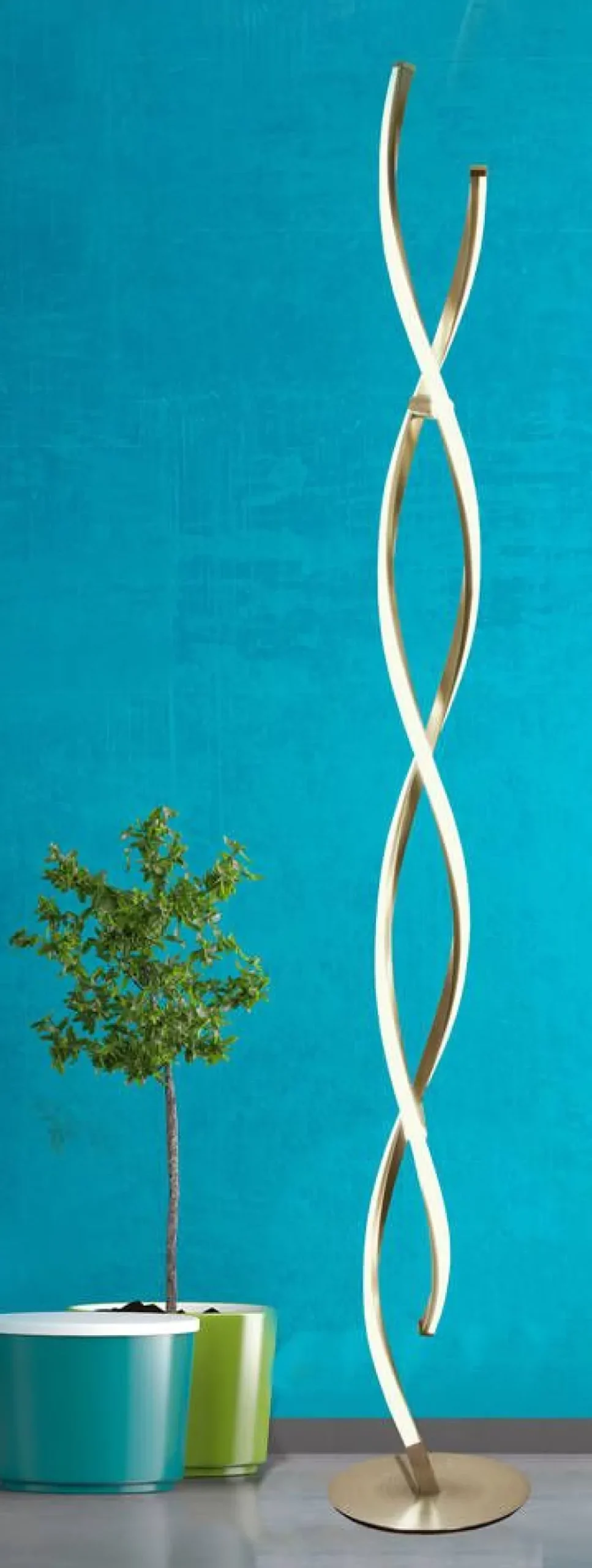Sisustusvalaisimet^ Aneta Lighting led lattiavalaisin Swirl teräs