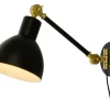 Sisustusvalaisimet^ Aneta Lighting seinävalaisin Dublin musta / matta messinki