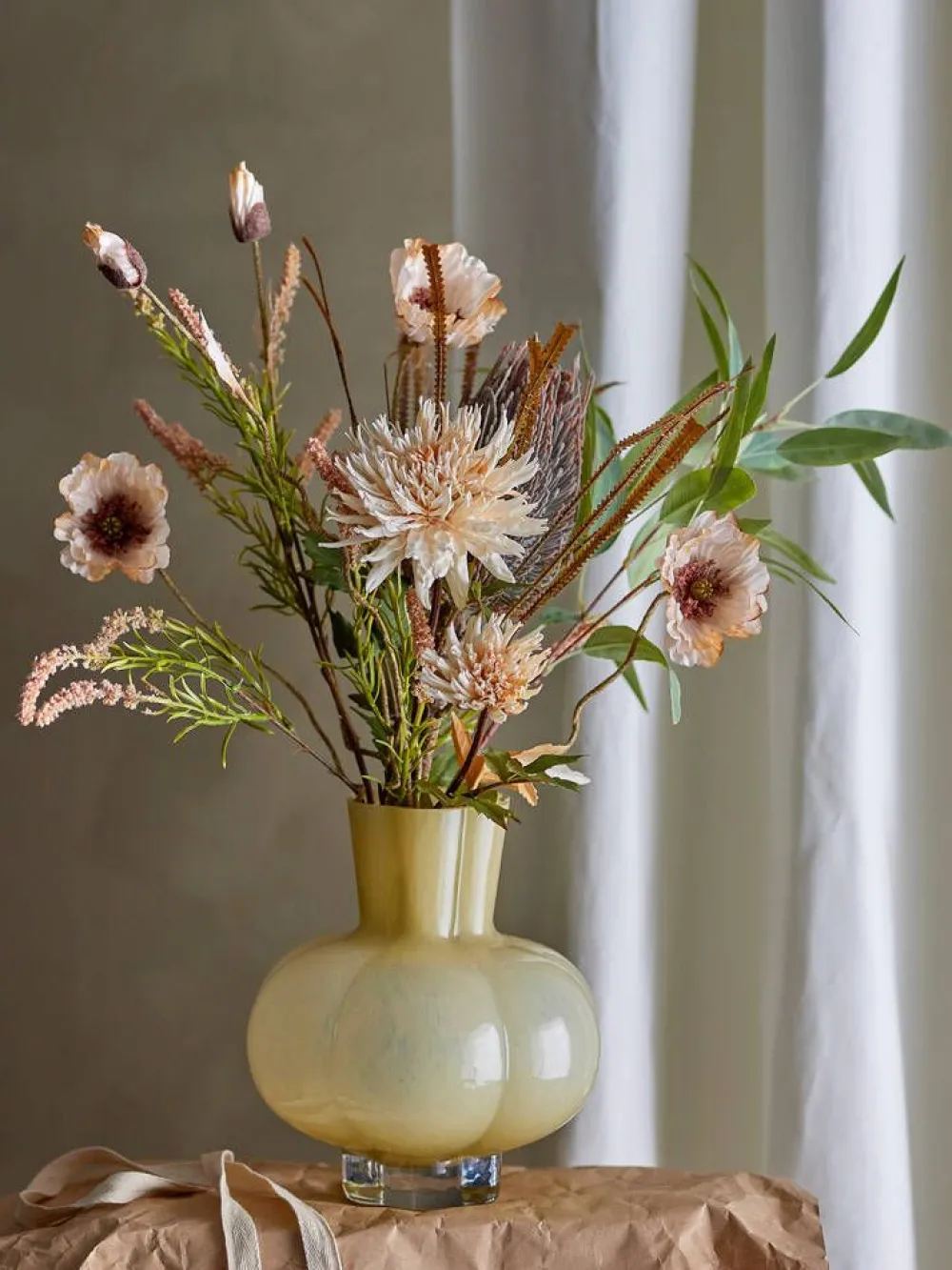 Koriste-Esineet^Bloomingville koristeoksa Palmflower ruskea