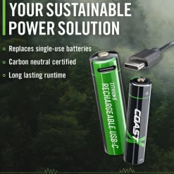 Paristot|Lamput Ja Valaisintarvikkeet^Coast paristo AA USB-C 1.5V 4 kpl sis. latauskaapelin