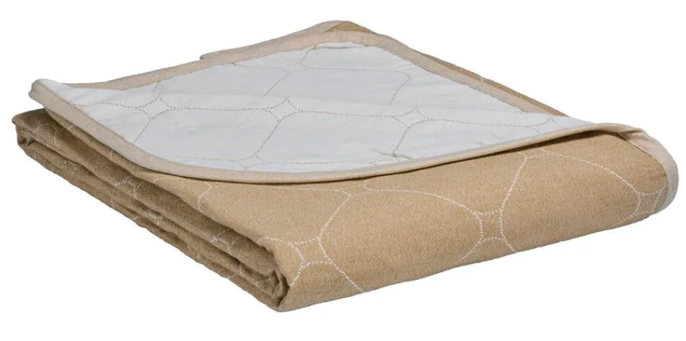 Sisustustekstiilit^Create Home Aamu päiväpeite 2-puoleinen 150x260cm khaki/l.valkoinen