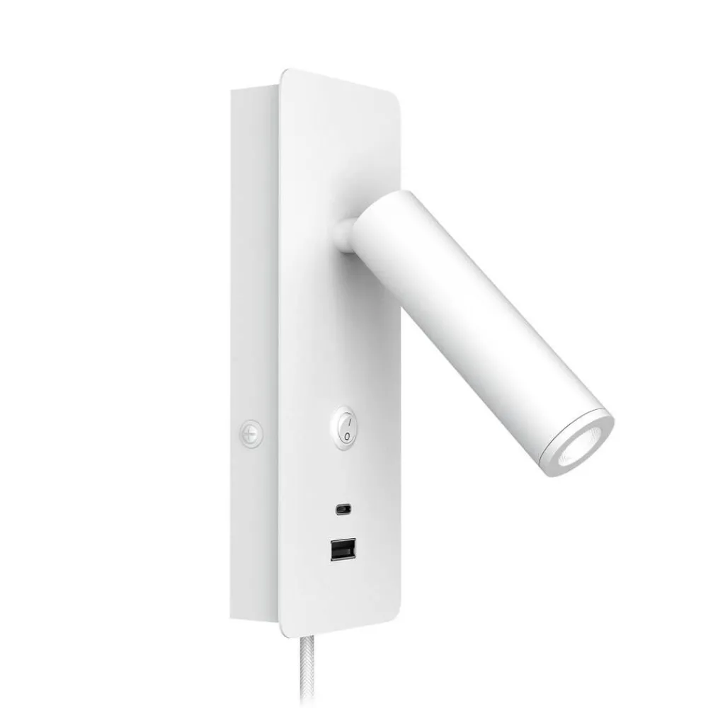 Sisustusvalaisimet^Design by Gru00f6nlund Design by Grönlund seinävalaisin Gent USB A+C valkoinen