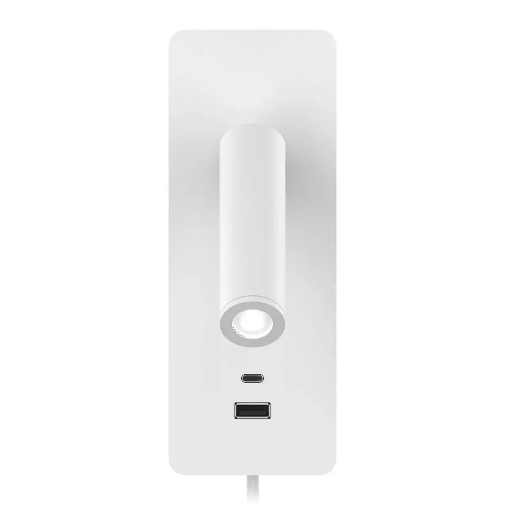 Sisustusvalaisimet^Design by Gru00f6nlund Design by Grönlund seinävalaisin Gent USB A+C valkoinen