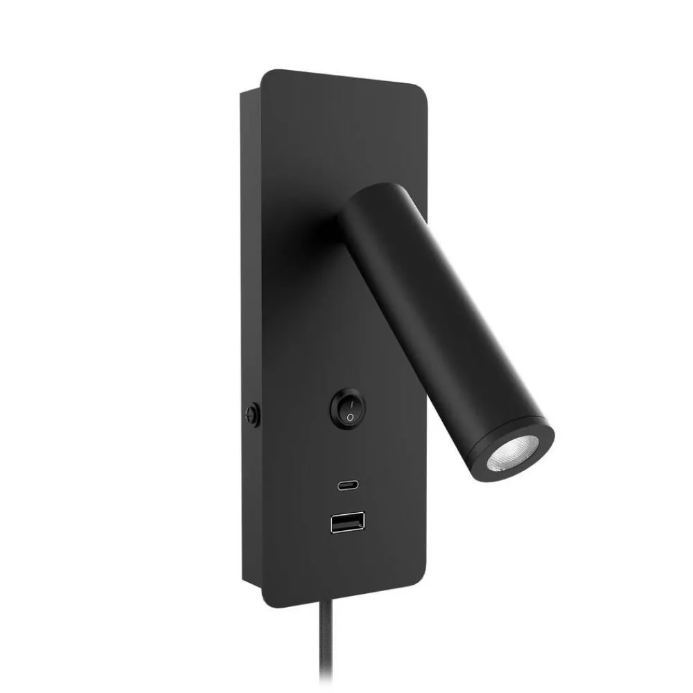 Sisustusvalaisimet^Design by Gru00f6nlund Design by Grönlund seinävalaisin Gent USB A+C musta