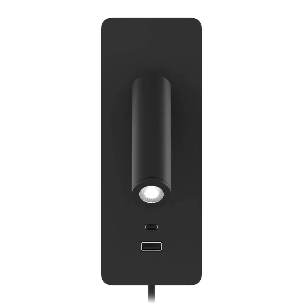 Sisustusvalaisimet^Design by Gru00f6nlund Design by Grönlund seinävalaisin Gent USB A+C musta