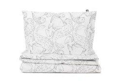 Lastenhuone|Vuodetekstiilit^Familon Norppa Organic lasten pl+tl setti mustavalk 120x160/40x60