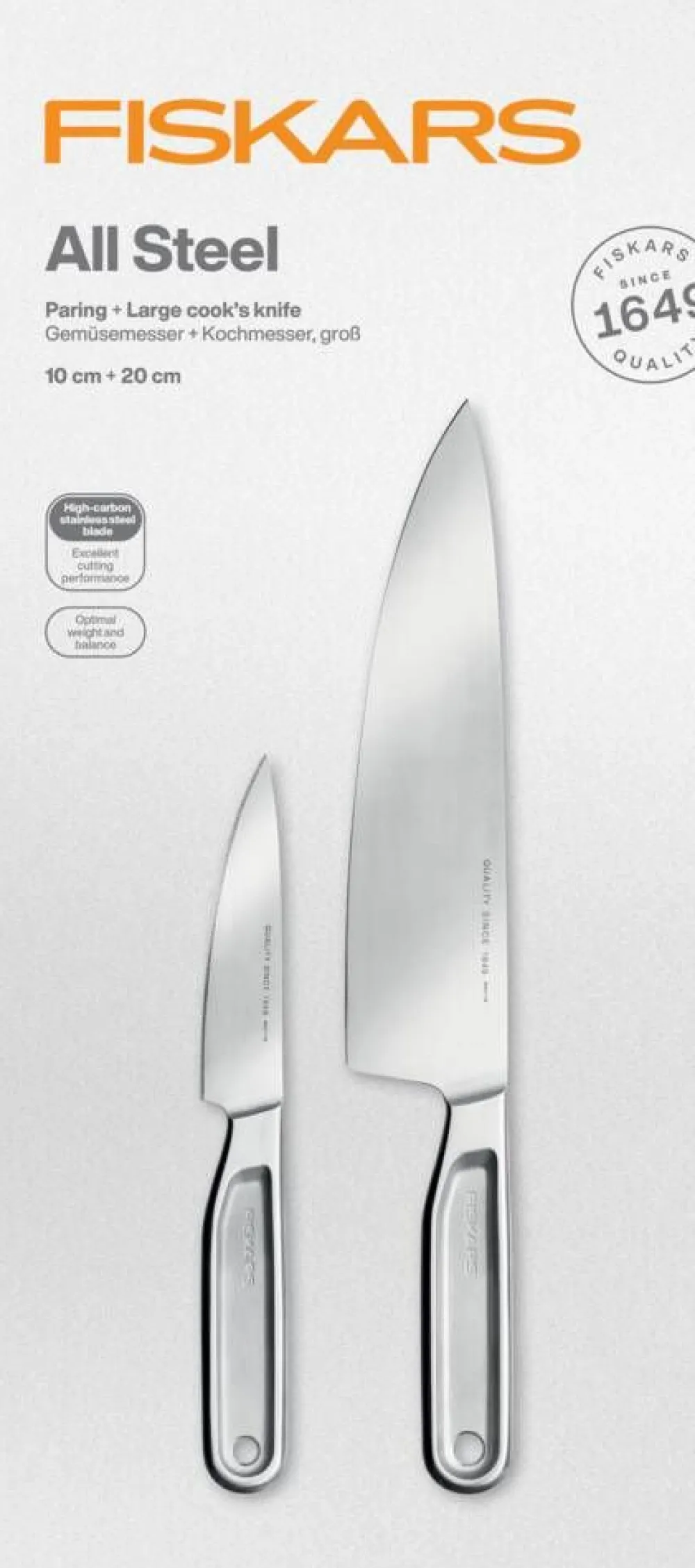 Veitset Ja Leikkuulaudat^Fiskars All Steel kokinveitsisetti 2 kpl