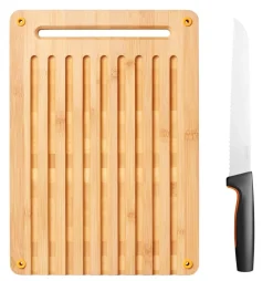Veitset Ja Leikkuulaudat^Fiskars Functional Form leipälauta -ja veitsi setti