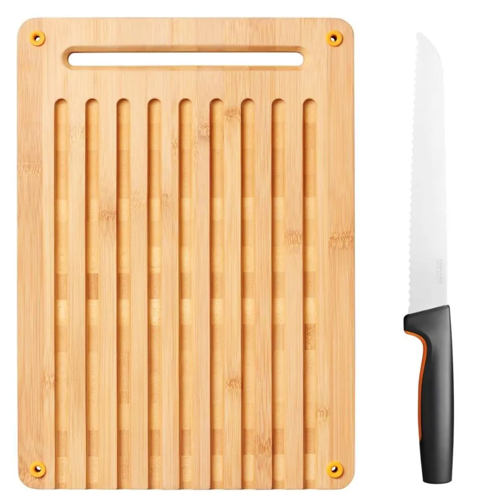 Veitset Ja Leikkuulaudat^Fiskars Functional Form leipälauta -ja veitsi setti
