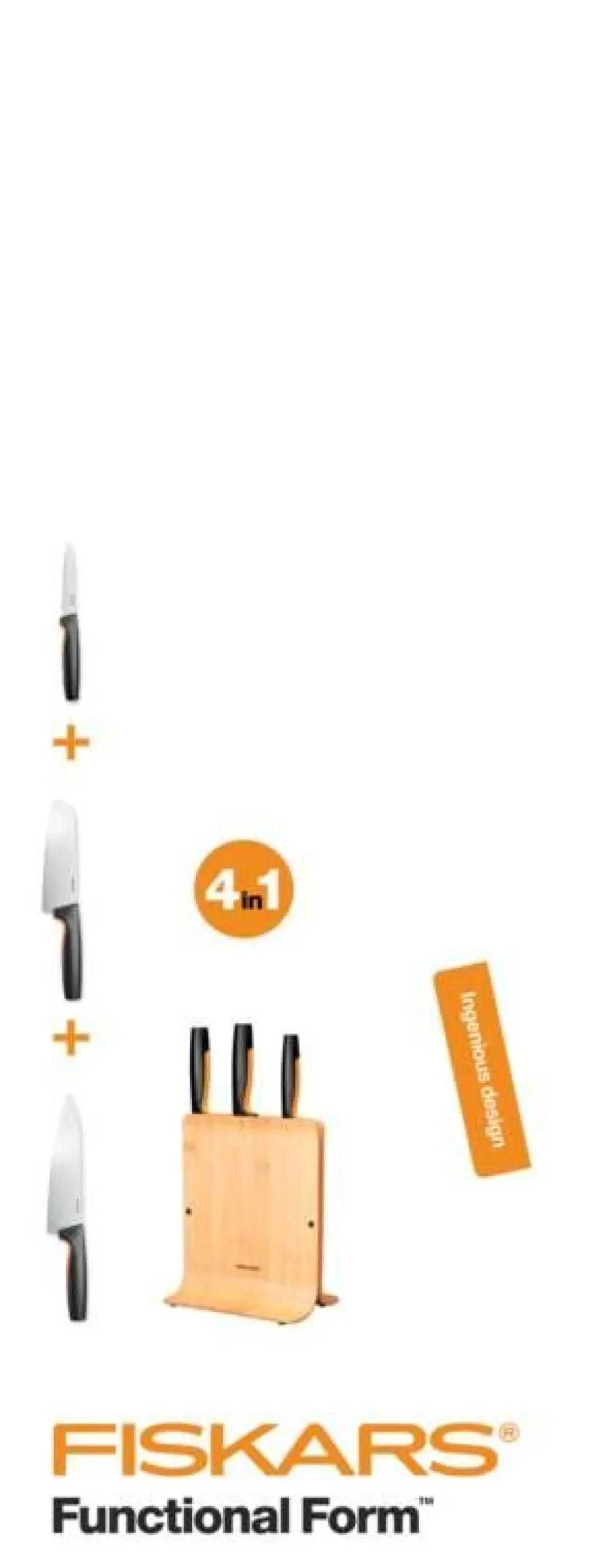 Veitset Ja Leikkuulaudat^Fiskars Functional Form veitsitukki bambu (sis. 3 veistä)
