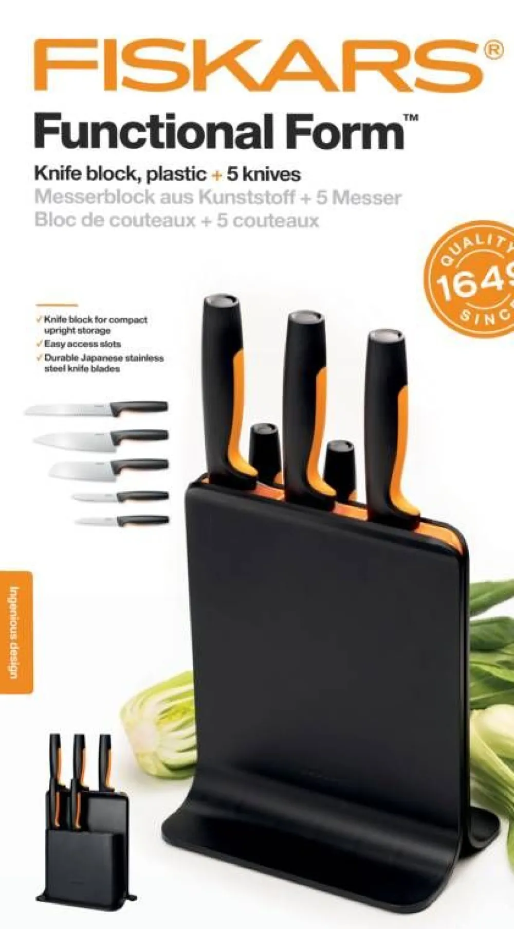 Veitset Ja Leikkuulaudat^Fiskars Functional Form veitsitukki muovi (sis. 5 veistä)