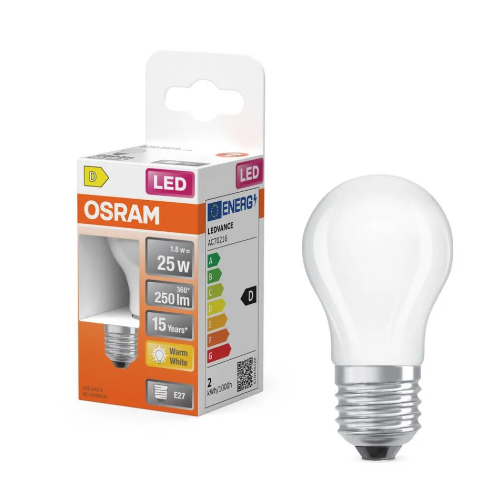 Lamput Ja Valaisintarvikkeet^Osram LED Star Classic P 25 Filament 1.8W 827 Frosted E27