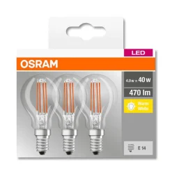 Lamput Ja Valaisintarvikkeet^Osram Led-lamppu Base CL mainos P40 FIL 4,5 W/827 E14 3 kpl/pkt
