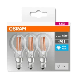 Lamput Ja Valaisintarvikkeet^Osram Led-lamppu Base CL mainos P40 FIL 4,5 W/840 E14 3 kpl/pkt
