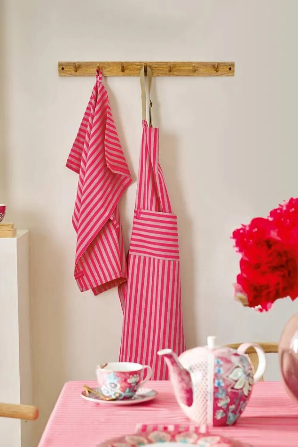 Keittiötekstiilit^Pip Studio keittiöpyyhe Stripes 65x65 cm 2 kpl Pink