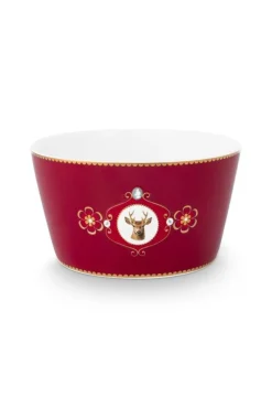Astiat^Pip Studio kulho Love Birds Medallion Deer 15 cm Dark Red