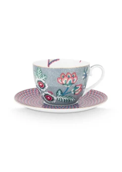 Astiat^Pip Studio kuppi & aluslautanen Flower Festival 280 ml Light