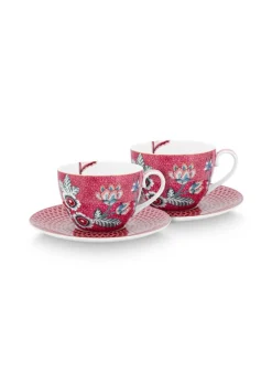 Astiat^Pip Studio kuppi & aluslautanen Flower Festival 280 ml 2 kpl