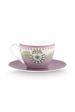 Astiat^Pip Studio kuppi ja alunen Lily&Lotus Tiles 280 ml Lilac