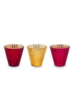 Lyhdyt Ja Kynttilänjalat^Pip Studio kynttilälyhty Glass 10x10,5 cm 3 kpl Red 3 kpl