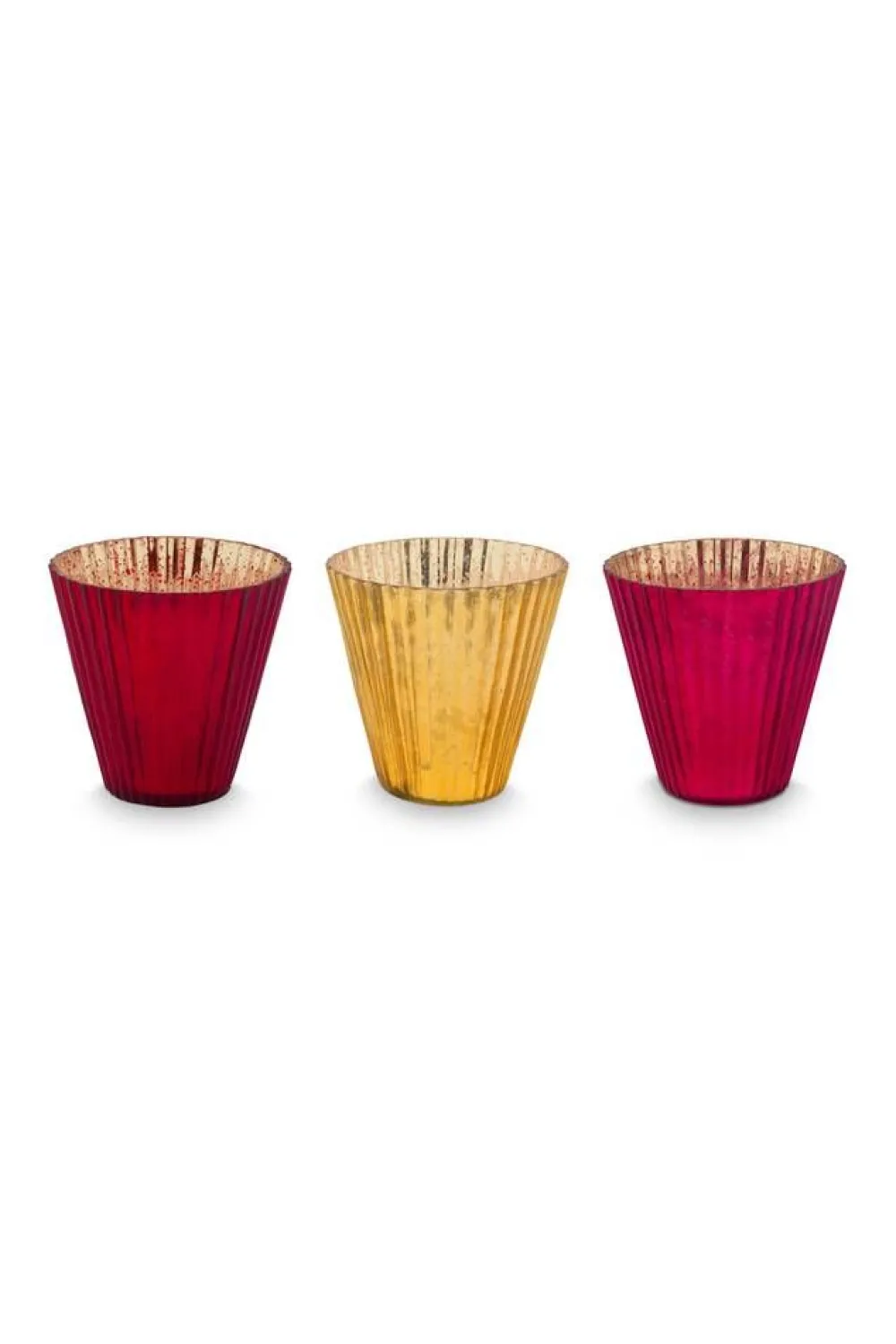 Lyhdyt Ja Kynttilänjalat^Pip Studio kynttilälyhty Glass 10x10,5 cm 3 kpl Red 3 kpl