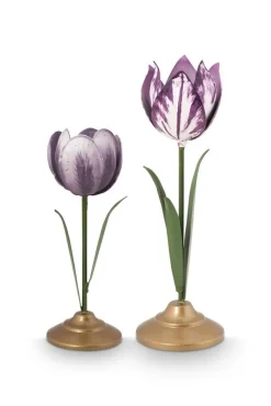 Lyhdyt Ja Kynttilänjalat^Pip Studio kynttilänjalkasetti Metal Lilac