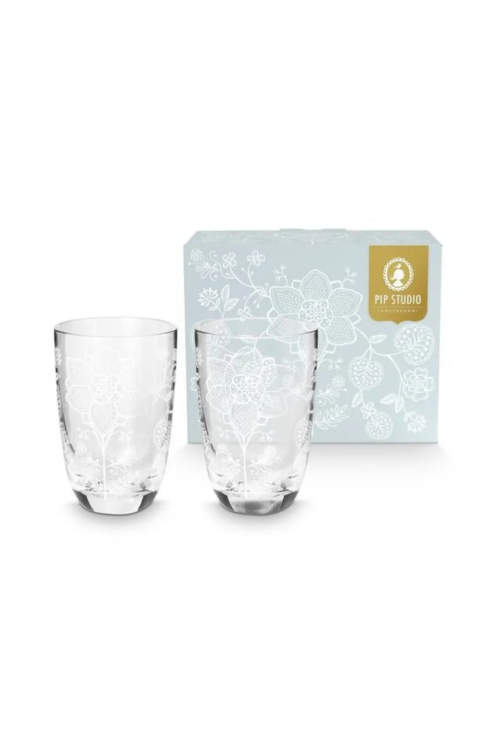 Astiat^Pip Studio longdrinklasi Flower White 400 ml 2 kpl