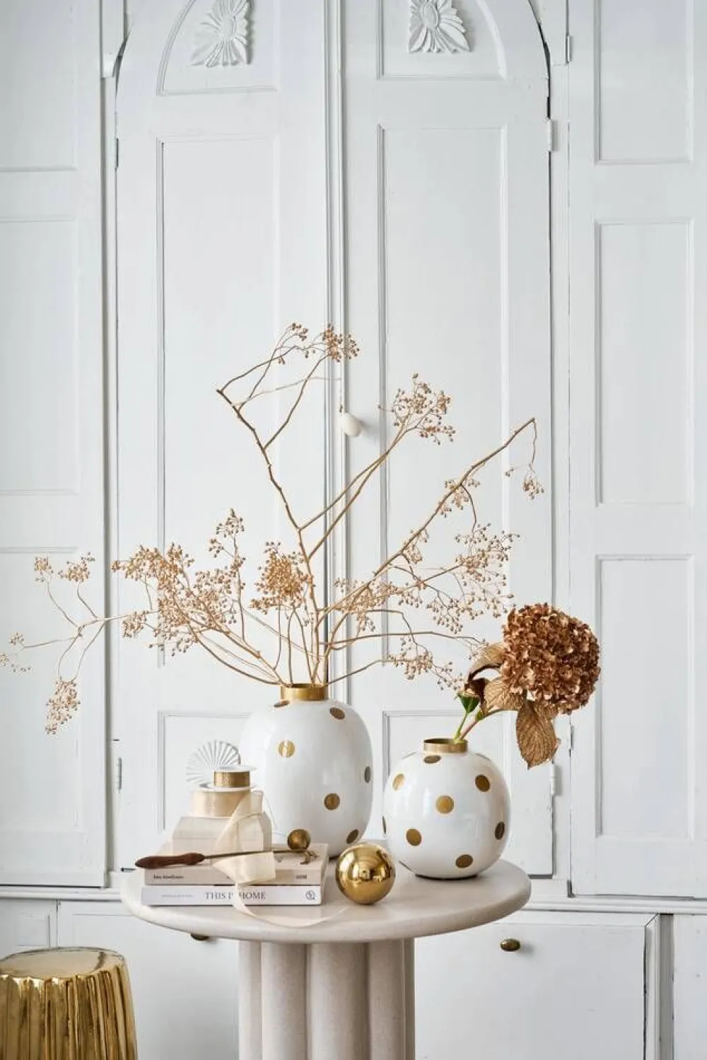 Maljakot Ja Ruukut^Pip Studio maljakko Metal Dots 23 cm White-Gold