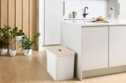 Paperikorit Ja Roska-Astiat^Smartstore Collect lajitteluastia vanerikannella 76 L  valkoinen