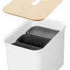 Paperikorit Ja Roska-Astiat^Smartstore Collect lajitteluastiasetti vanerikannella 76 L valkoinen