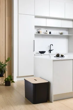 Paperikorit Ja Roska-Astiat^Smartstore Collect lajitteluastia vanerikannella 76 L musta