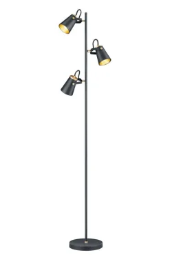Sisustusvalaisimet^Trio Lighting lattiavalaisin Edward 3xE14 mattamusta/kulta