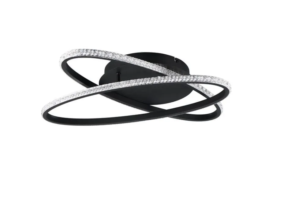 Sisustusvalaisimet^Trio Lighting LED kattovalaisin Lane mattamusta/kristalliefe