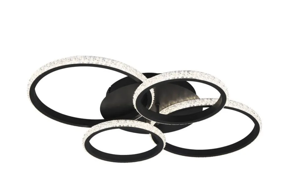 Sisustusvalaisimet^Trio Lighting LED kattovalaisin Cires mattamusta/kristallief