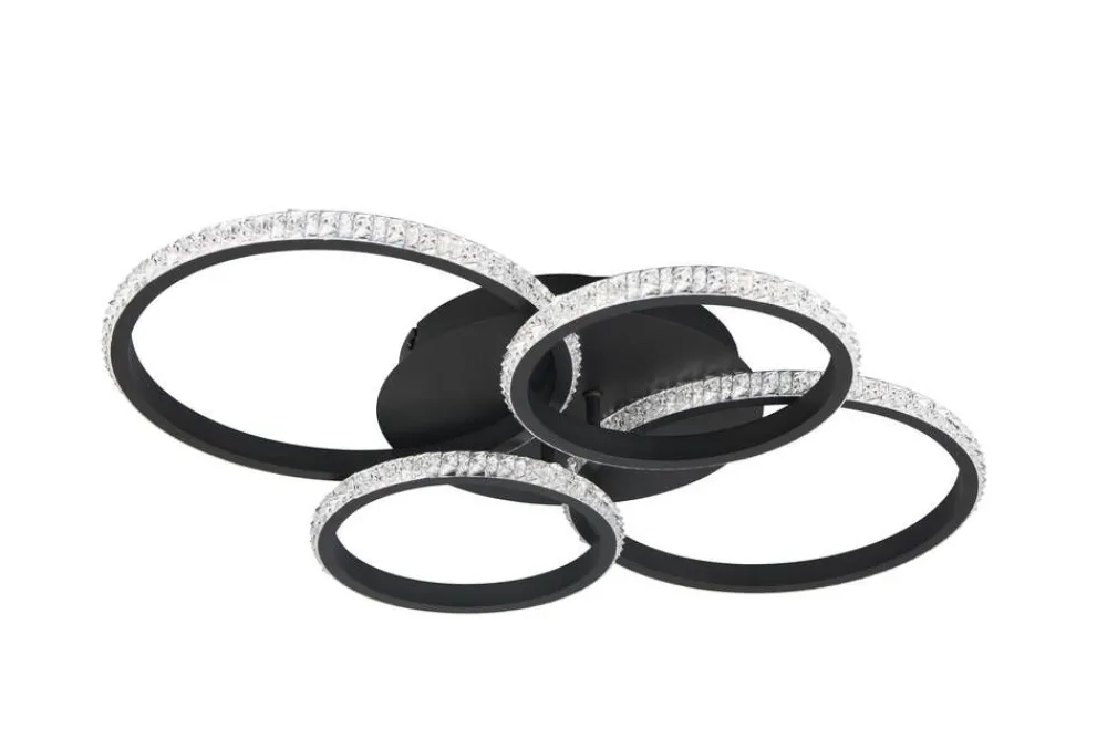 Sisustusvalaisimet^Trio Lighting LED kattovalaisin Cires mattamusta/kristallief