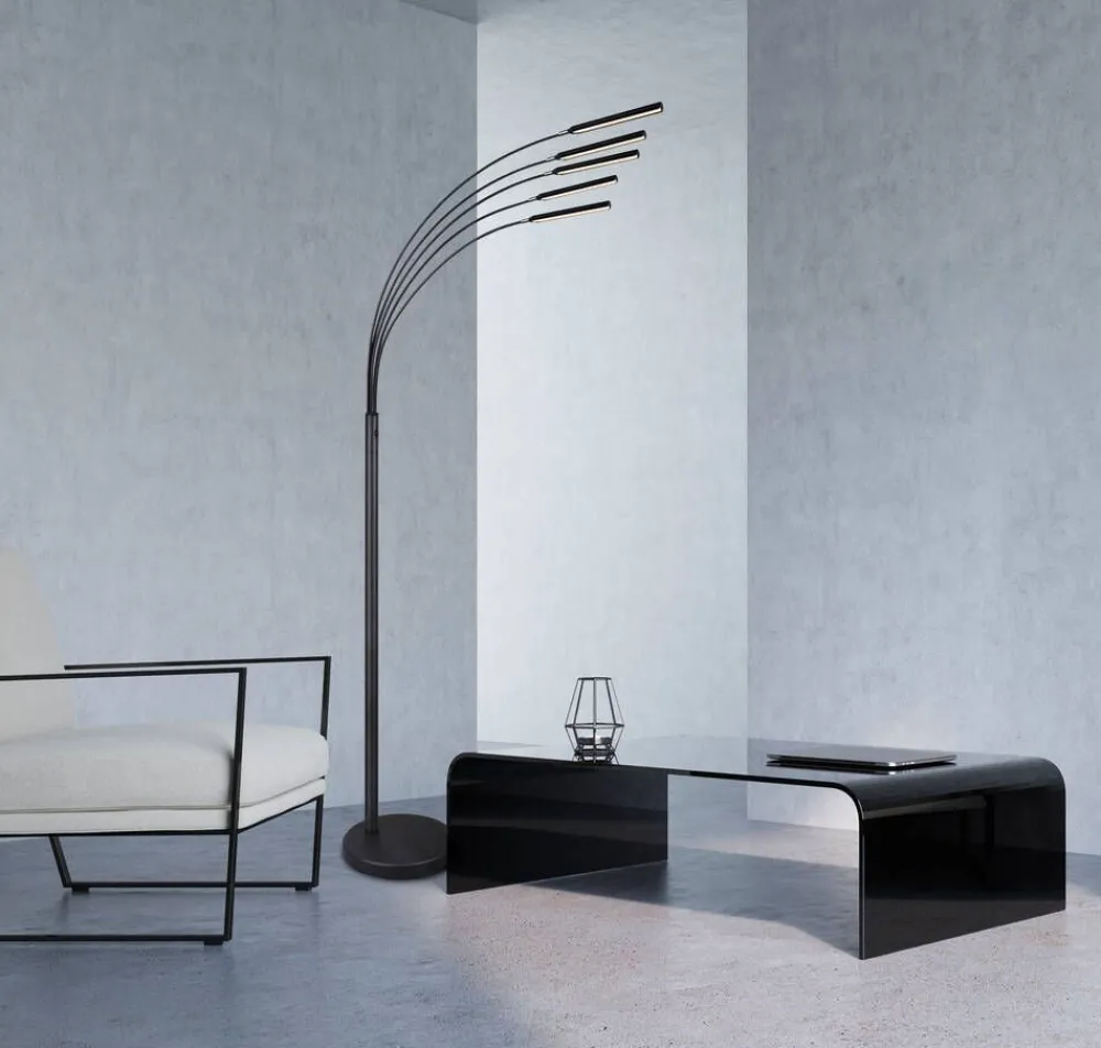 Sisustusvalaisimet^Trio Lighting LED lattiavalaisin Reed mattamusta