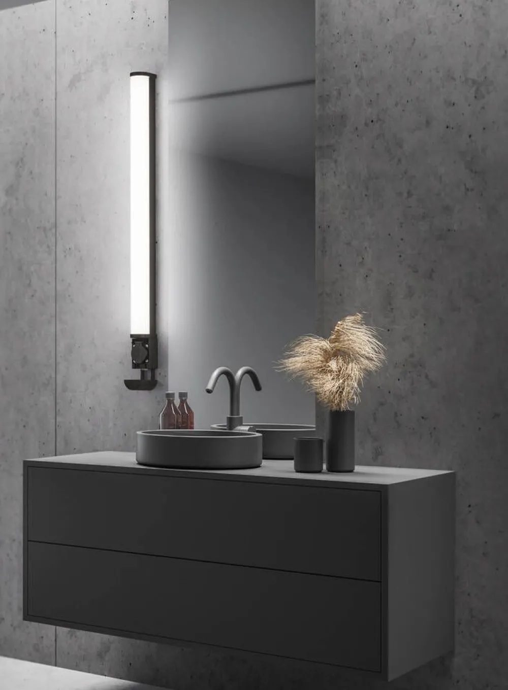 Sisustusvalaisimet^Trio Lighting LED seinävalaisin Piera H2O 80 cm mattamusta