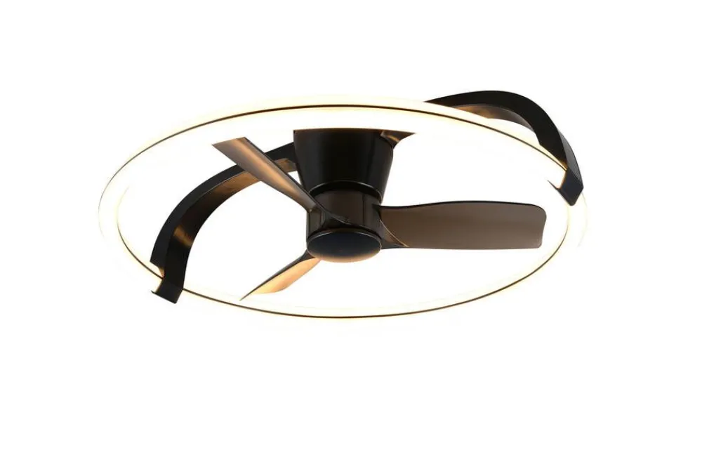 Sisustusvalaisimet^Trio Lighting LED tuuletinkattovalaisin Stockholm mattamusta