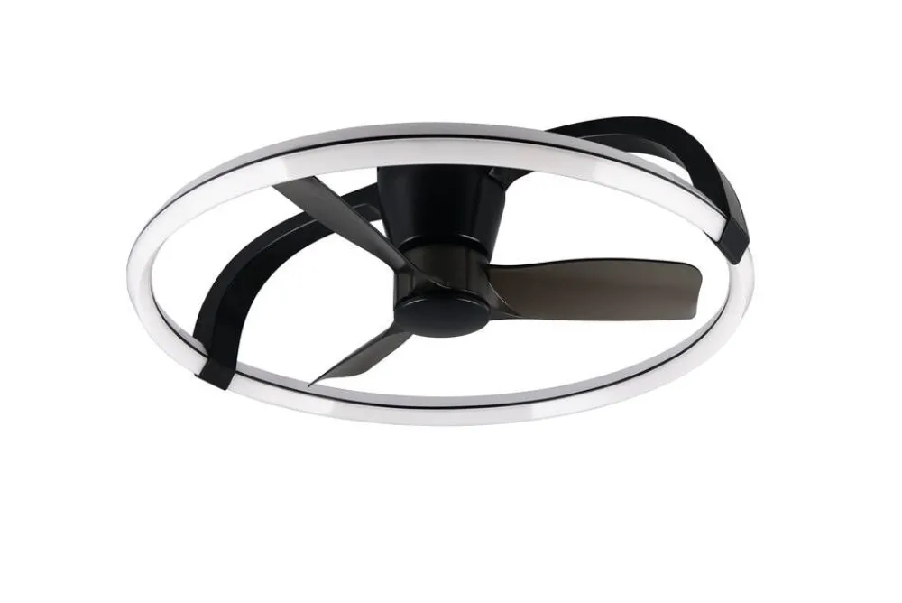 Sisustusvalaisimet^Trio Lighting LED tuuletinkattovalaisin Stockholm mattamusta