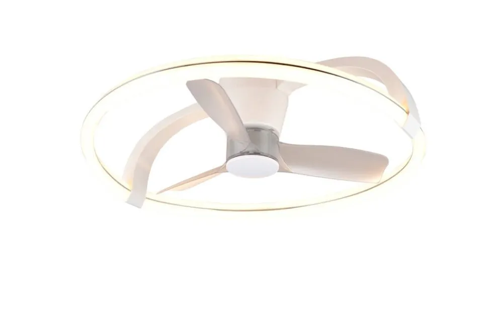 Sisustusvalaisimet^Trio Lighting LED tuuletinkattovalaisin Stockholm mattavalko