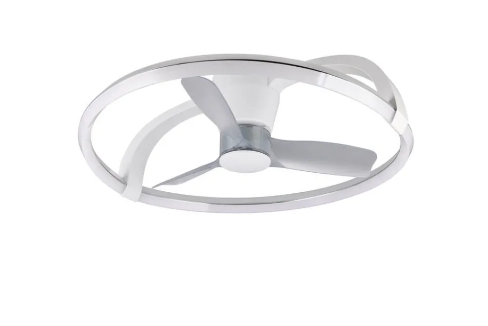 Sisustusvalaisimet^Trio Lighting LED tuuletinkattovalaisin Stockholm mattavalko