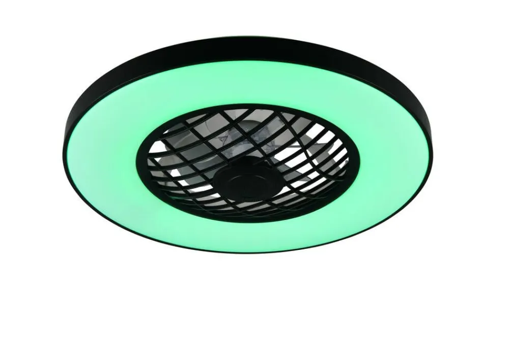 Sisustusvalaisimet^Trio Lighting LED tuuletinkattovalaisin Linköping musta RGB