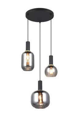 Sisustusvalaisimet^Trio Lighting riippuvalaisin Diva 3-os E27 mattamusta/kromat