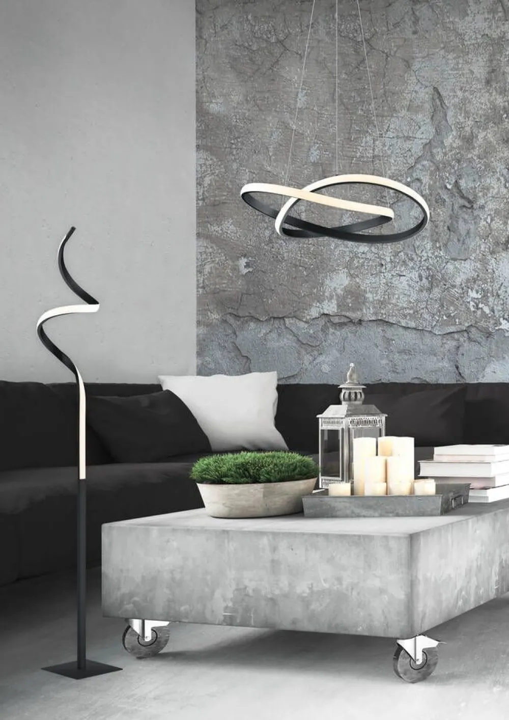 Sisustusvalaisimet^Trio Lighting riippuvalaisin Course mattamusta